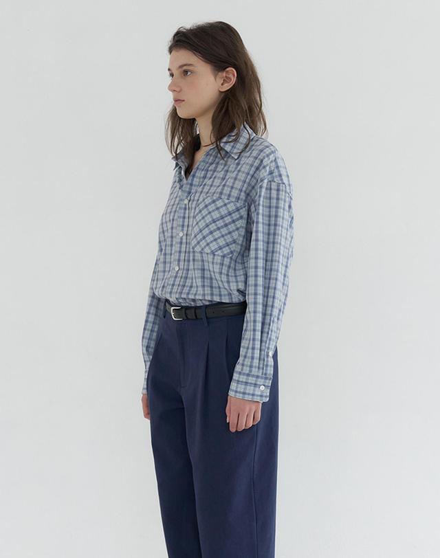 벰버 OVERFIT CHECK POCKET SHIRTS_BLUE 블루 착용컷