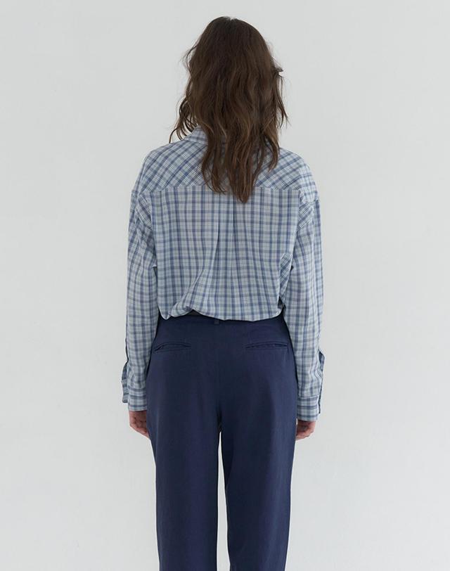 벰버 OVERFIT CHECK POCKET SHIRTS_BLUE 블루 착용컷