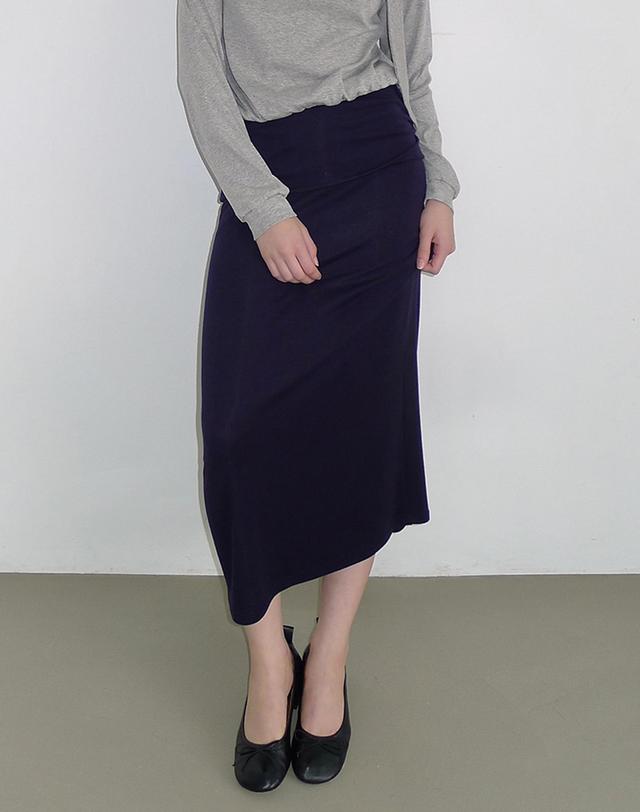 벰버 FOLD-OVER JERSEY LONG SKIRT_2COLOR 착용컷