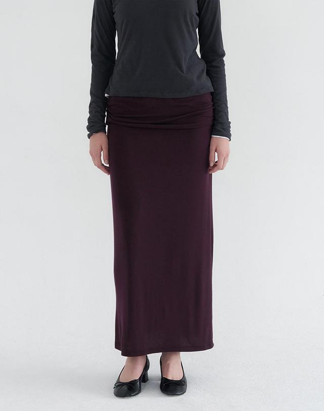 벰버 FOLD-OVER JERSEY LONG SKIRT_2COLOR 착용컷