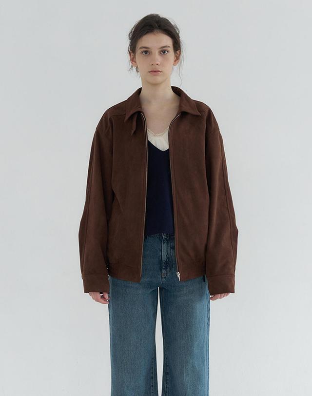 벰버 FAUX SUEDE BLOUSON_BROWN 브라운 착용컷