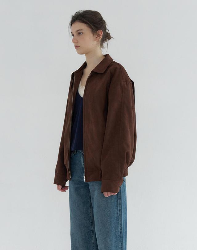 벰버 FAUX SUEDE BLOUSON_BROWN 브라운 착용컷