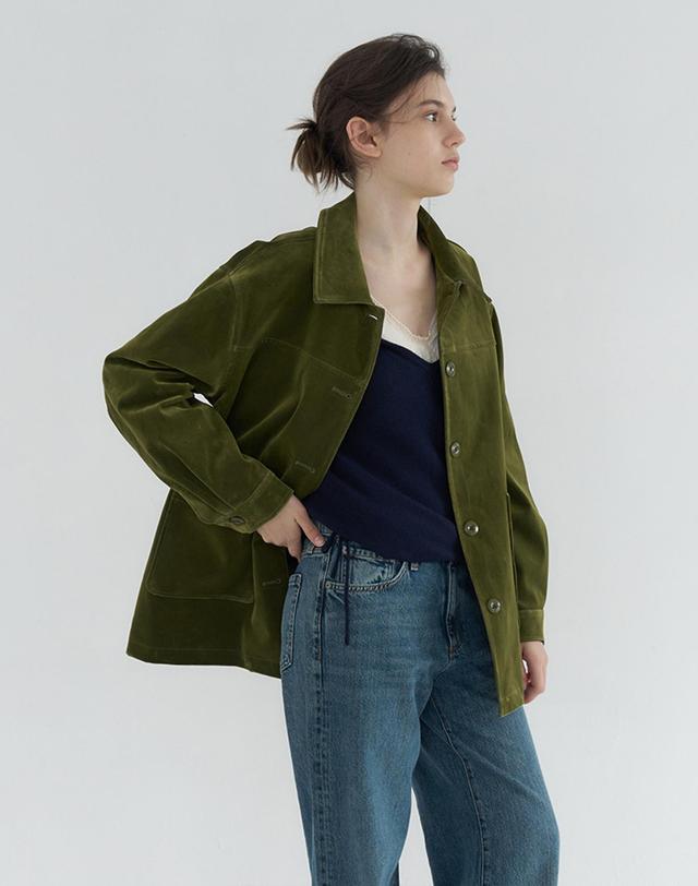 벰버 COTTON VELVET POCKET POINT HALF COAT_KHAKI 카키 착용컷