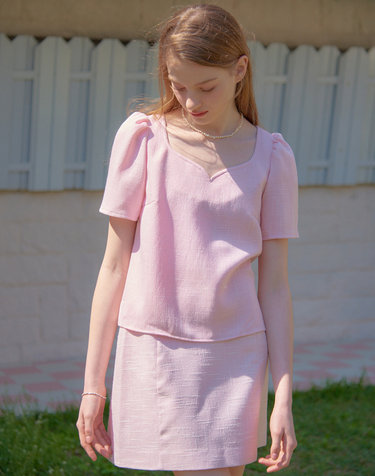 HEART TWEED MINI SKIRT_PINK
