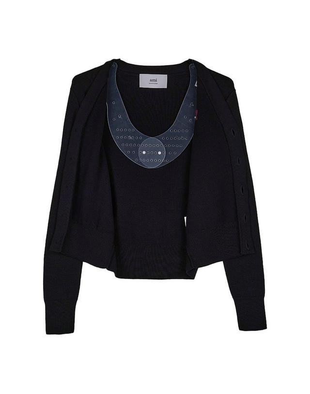 아미 [아미] FW25 여성 아미 드 꾀흐 가디건 FKC374 001 009 착용컷