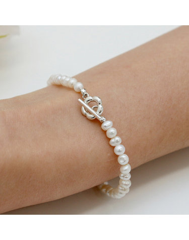 925 Silver Botti Freshwater Pearl Bracelet / 보띠
