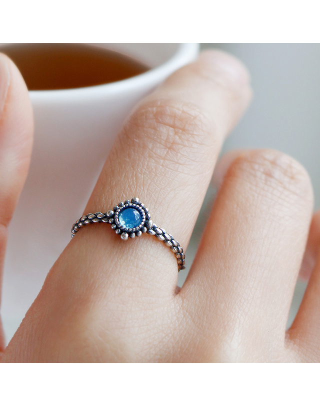 47베이지 925 Silver Ariel Gemstone Ring/ 에리얼 착용컷