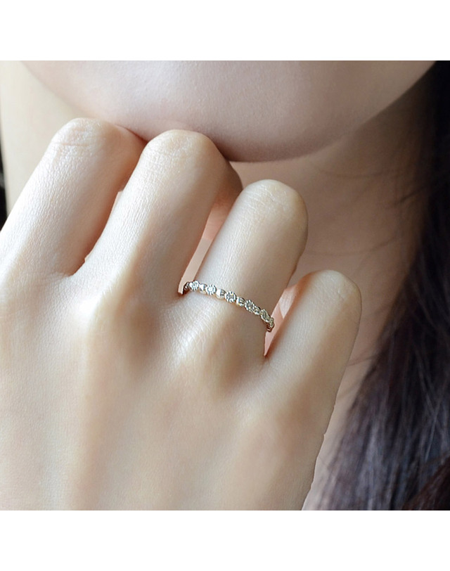 47베이지 실버 링 925 순은 레이어드링 우정 물결 여자 은반지 착용컷