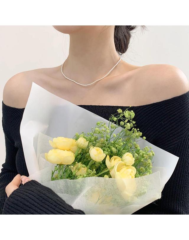 47베이지 925 실버 미니 레이어드 스와로브스키 진주목걸이 2mm 8mm 10mm 착용컷