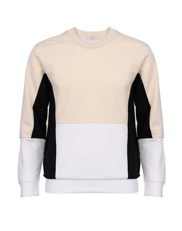 IKALOOK 멀티컬러 캐주얼 배색 맨투맨 TEE106A