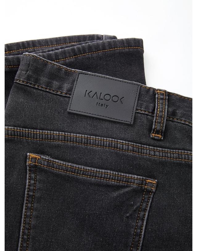 이카룩 IKALOOK 융기모 스판 블랙 워싱 데님 팬츠 CJN116 착용컷