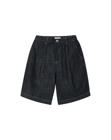 IKALOOK 핀턱 뒷밴딩 블루 데님 반바지 DD1MMSP146