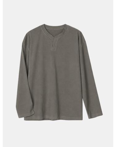 IKALOOK 데일리 레이어드헨리넥 티셔츠 DD1AMLT118