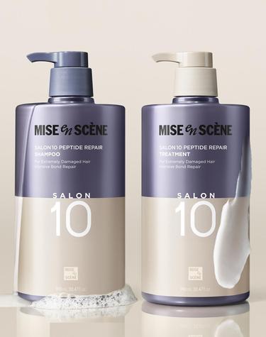 미쟝센 살롱10 펩타이드 리페어 샴푸 990ml  + 트리트먼트 990ml