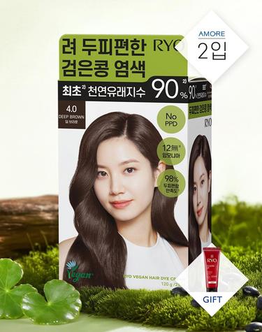 [샴푸112ml증정] 두피편한 검은콩 염색 4.0 딥브라운 [2입]  120g