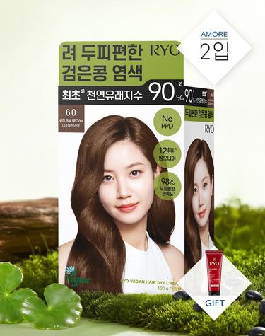 [샴푸112ml증정] 두피편한 검은콩 염색 6.0 브라운 120g[2입]