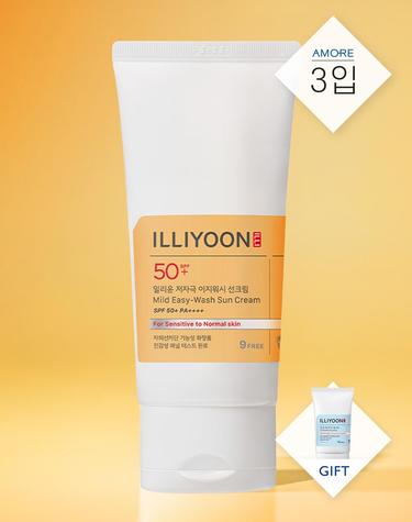 일리윤 저자극 이지워시 선크림 80ML 3입 + 로션 증정