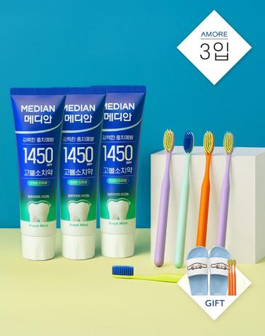 메디안 [VIP전용][시나모롤 슬리퍼 선착순증정] 그래핀 칫솔 4+1입 3개+1450고불소치약 100g 3입 3개+그래핀칫솔 3개 증정