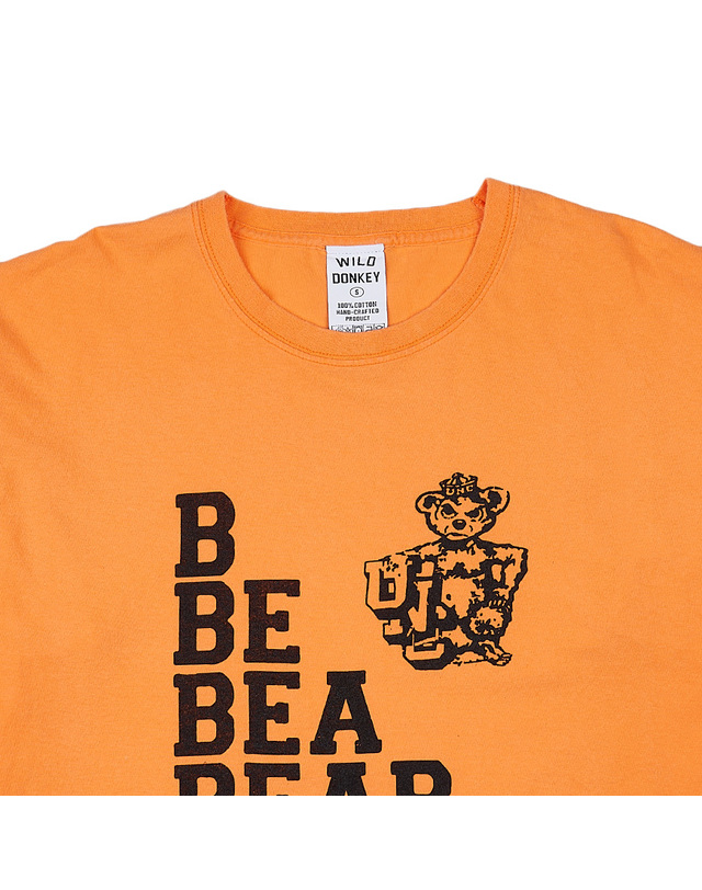 와일드 동키 [입점사] [와일드 동키] 베어스 프린팅 코튼 티셔츠 T BEARS STRONG WASHED ORANGE 착용컷