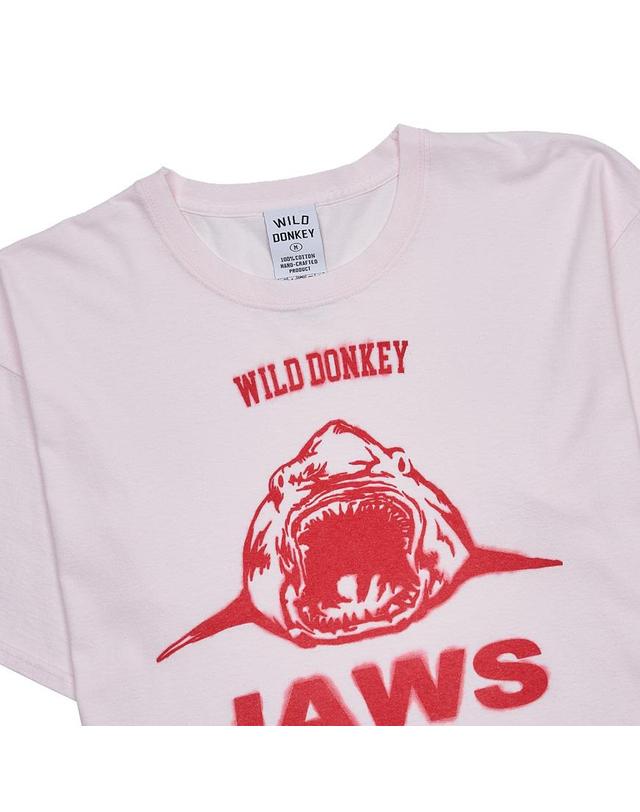 와일드 동키 [와일드 동키] SS25 공용 죠스 티셔츠 T JAWS DYED LIGHT PINK 착용컷