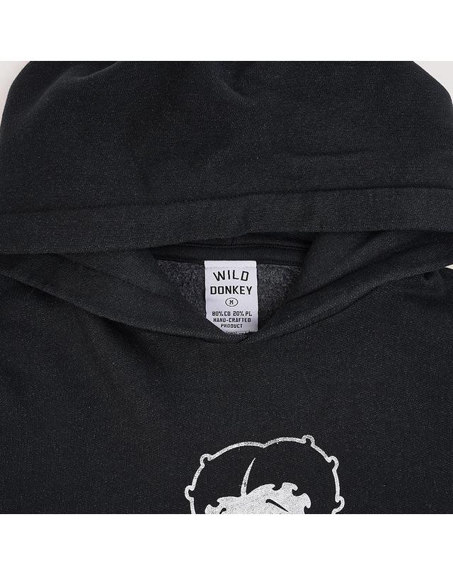 와일드 동키 [와일드 동키] FW25 공용 베티 바이크 후디 FC BETTY BIKE DYED OLD BLACK 착용컷