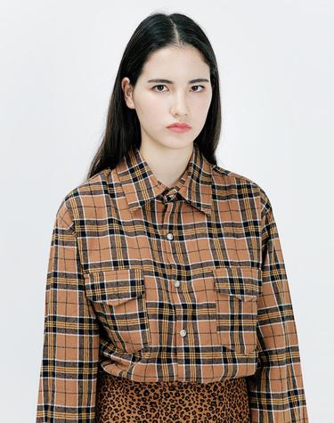 아더로브 더블포켓 오버핏 체크셔츠 AST183002-BG