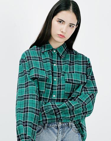 아더로브 더블포켓 오버핏 체크셔츠 AST183002-GN