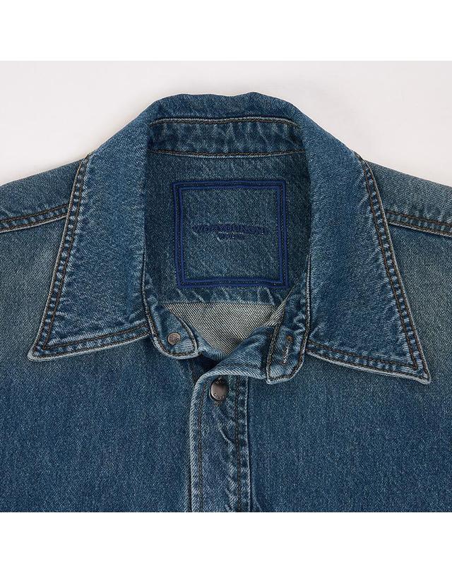 우영미 [WOOYOUNGMI] FW25 남성 플라워 백로고 셔츠 W253SH26 885L 착용컷