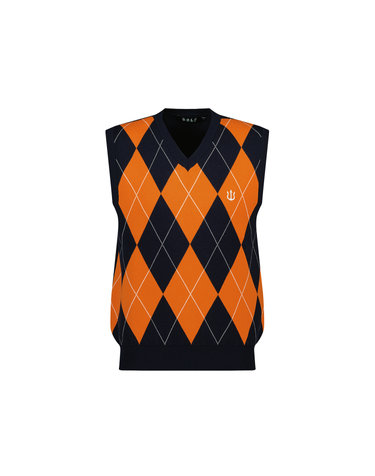 V-Argyle Knit Vest-UㅣUnisexㅣNavy