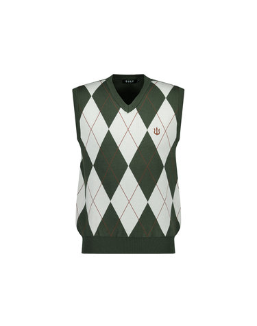 V-Argyle Knit Vest-UㅣUnisexㅣGreen