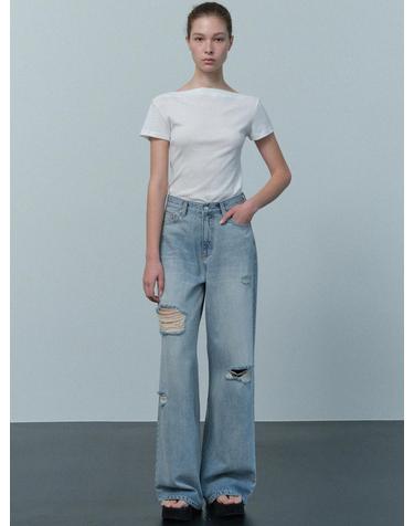 boat neck cap sleeve T (white)