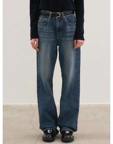 straight-fit denim pants (blue)