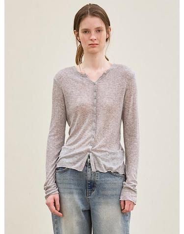 르 v-neck ribbed button top (gray)