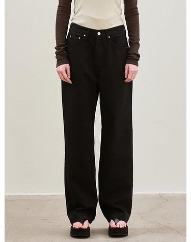straight-fit denim pants (black)