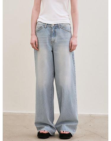 wide-fit denim pants (light blue)