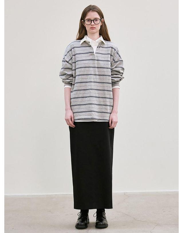 르 stripe collared T-shirt (gray) 착용컷