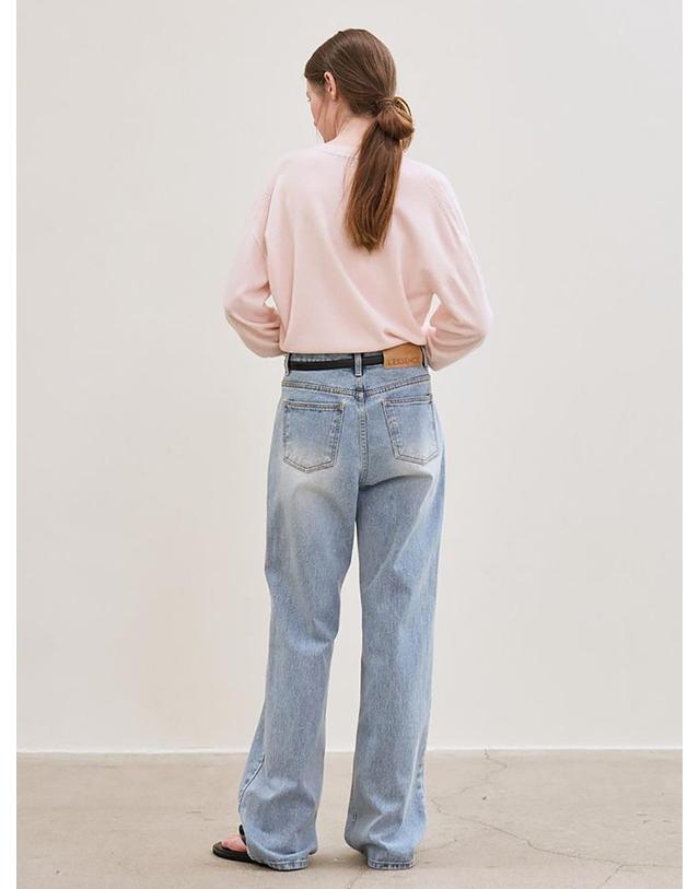 르 straight-fit denim pants (light blue) 착용컷