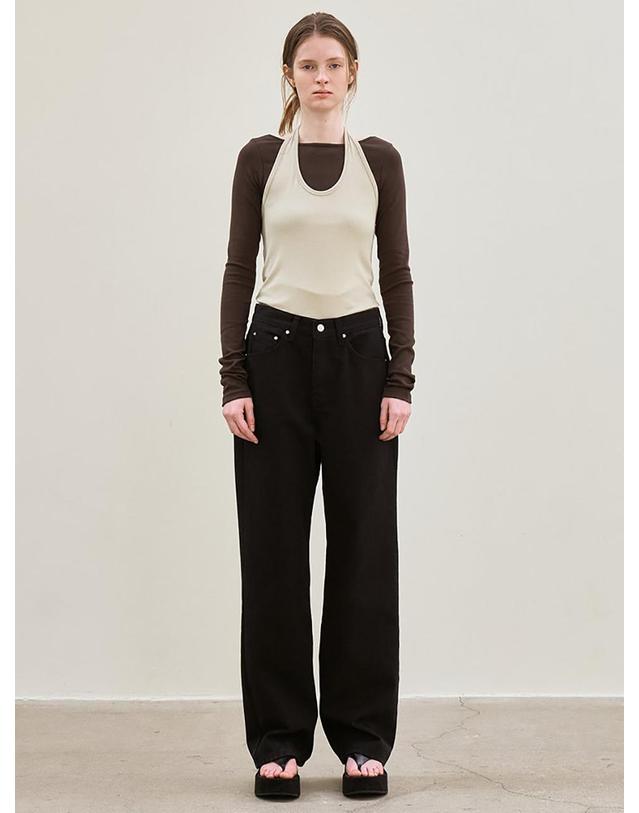 르 straight-fit denim pants (black) 착용컷