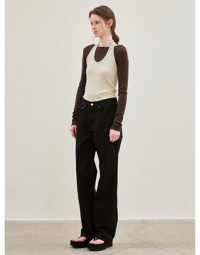 르 straight-fit denim pants (black) 착용컷