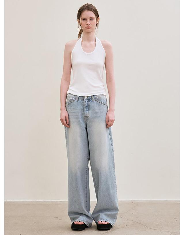 르 wide-fit denim pants (light blue) 착용컷