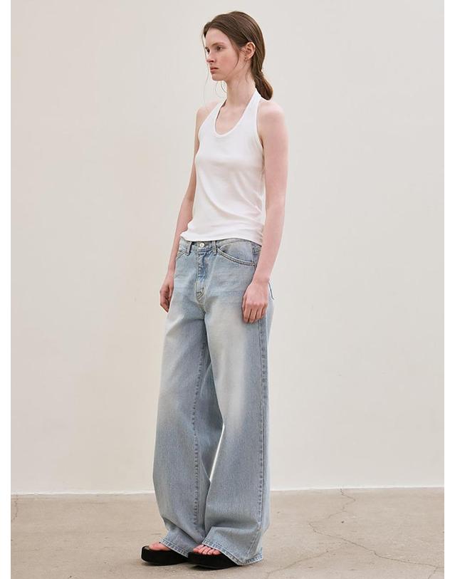 르 wide-fit denim pants (light blue) 착용컷
