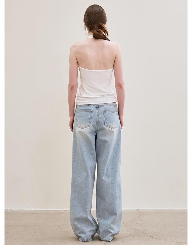 르 wide-fit denim pants (light blue) 착용컷