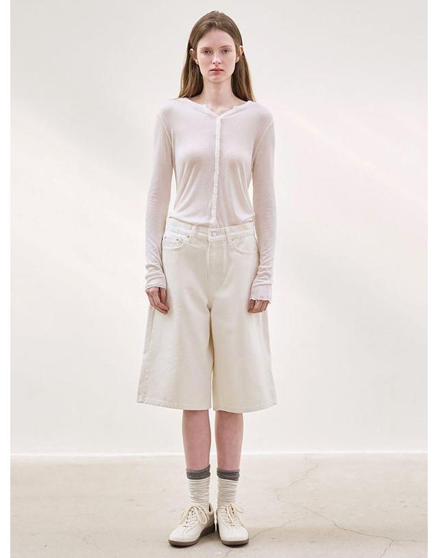 르 cotton half pants (ivory) 착용컷