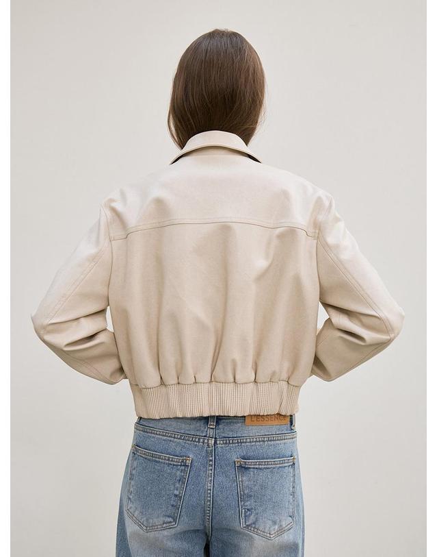 르 faux leather minimal jacket (ecru) 착용컷