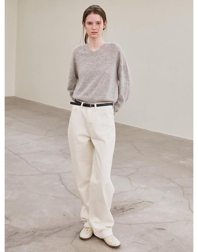 르 cashmere whole garment v-neck knit pullover (gray) 착용컷