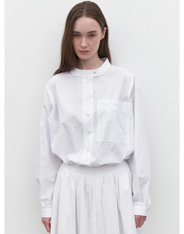 Standing collar loose fit shirt (white)