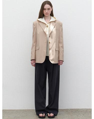 Summer cotton-blend jacket (beige)