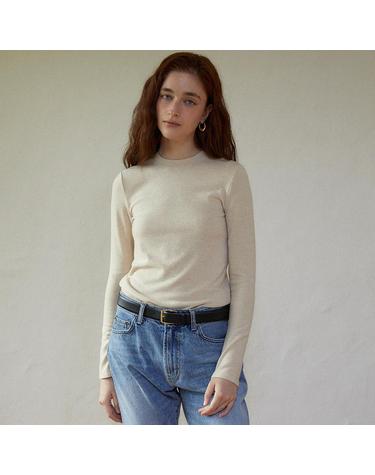 Angora long sleeve T-shirt (beige)