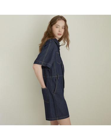 Denim short overall (dark blue)