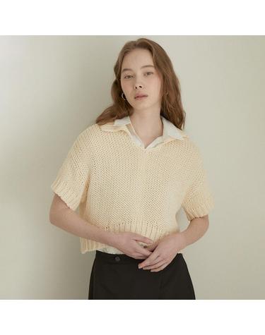 Polo collar sweater (natural)